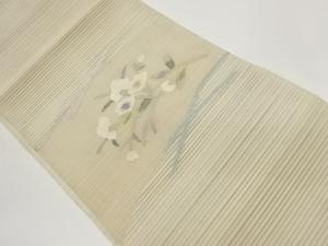 絽綴れ抽象花・枝葉模様織出し名古屋帯